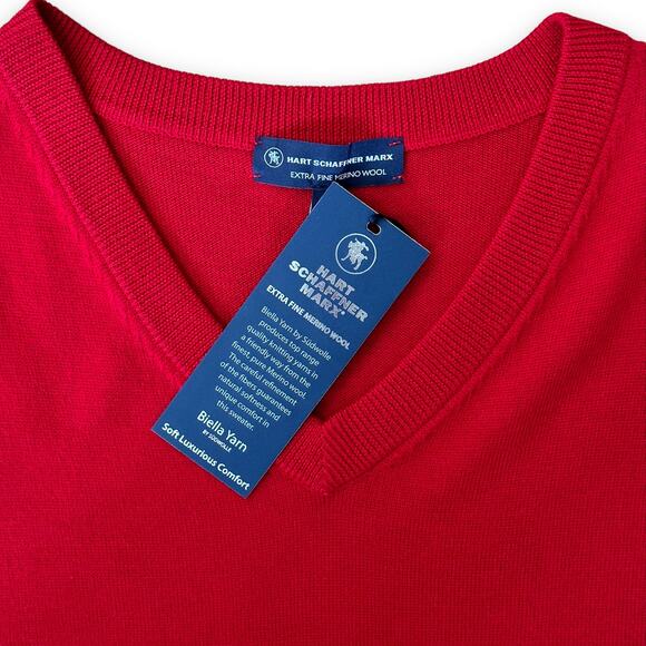 Hart Schaffner Marx Extra Fine Merino Wool Sweater Vest Mens Size 2XB Red - Picture 3 of 5